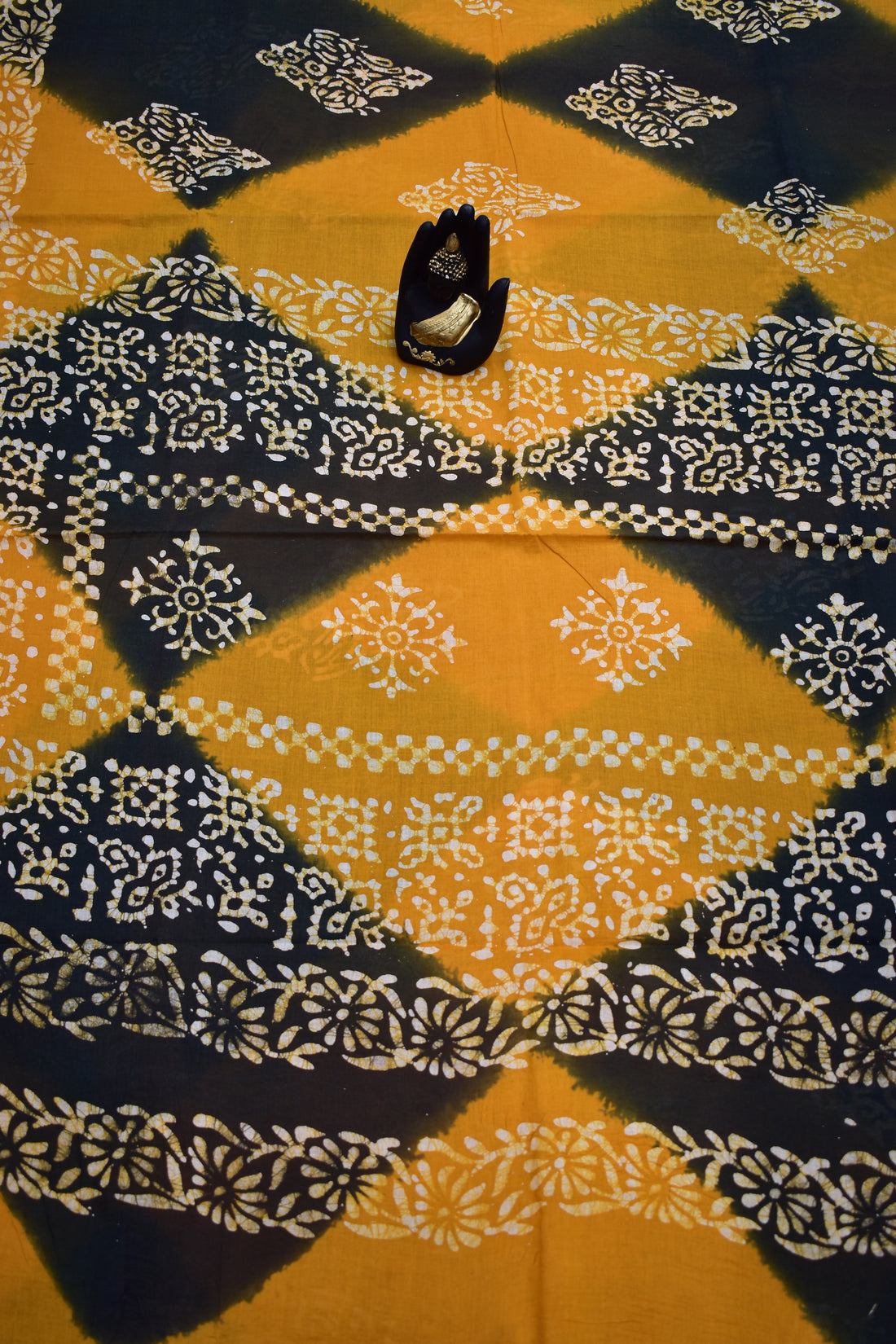 YELLOW &amp; BLACK-COTTON SAREE