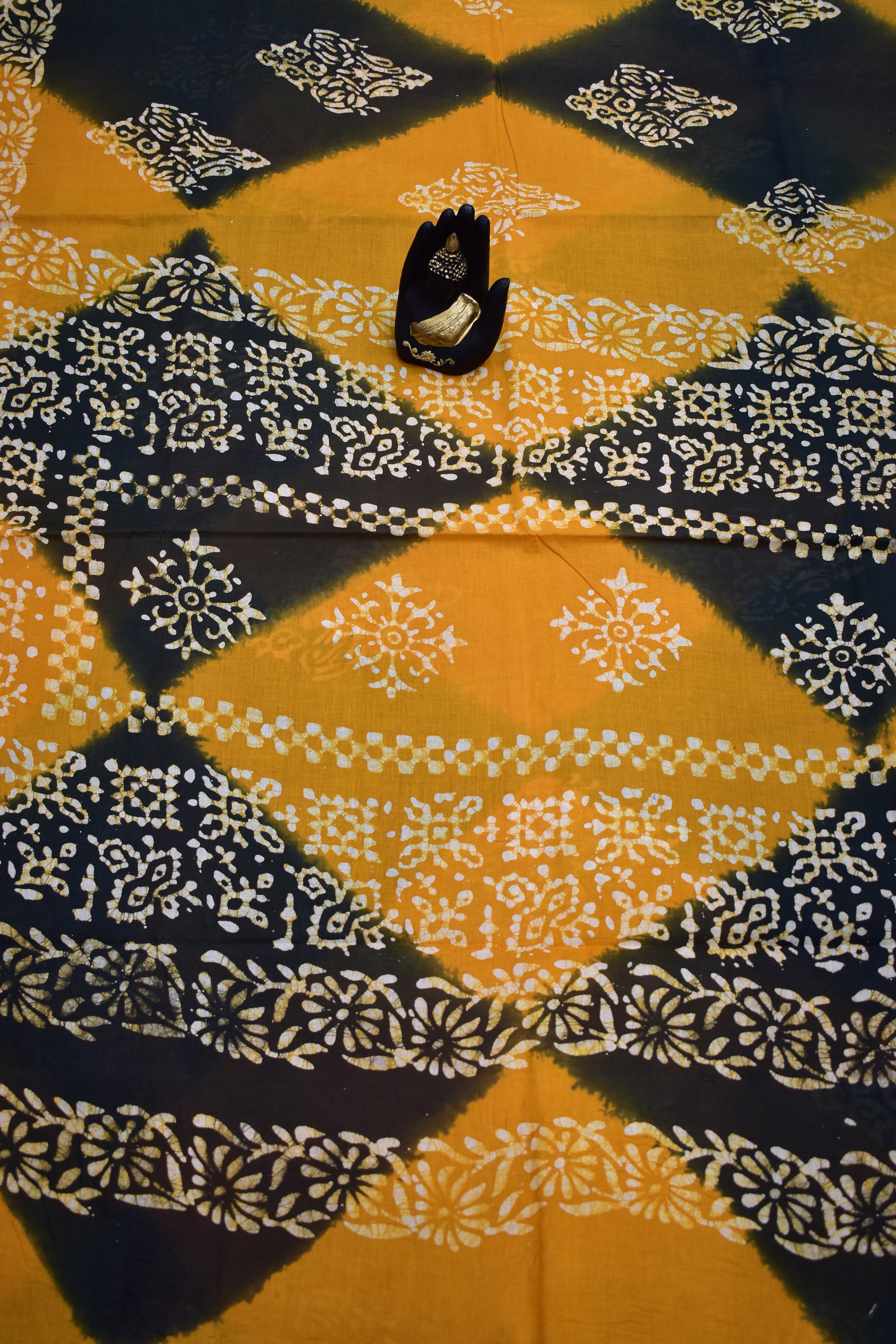 YELLOW &amp; BLACK-COTTON SAREE