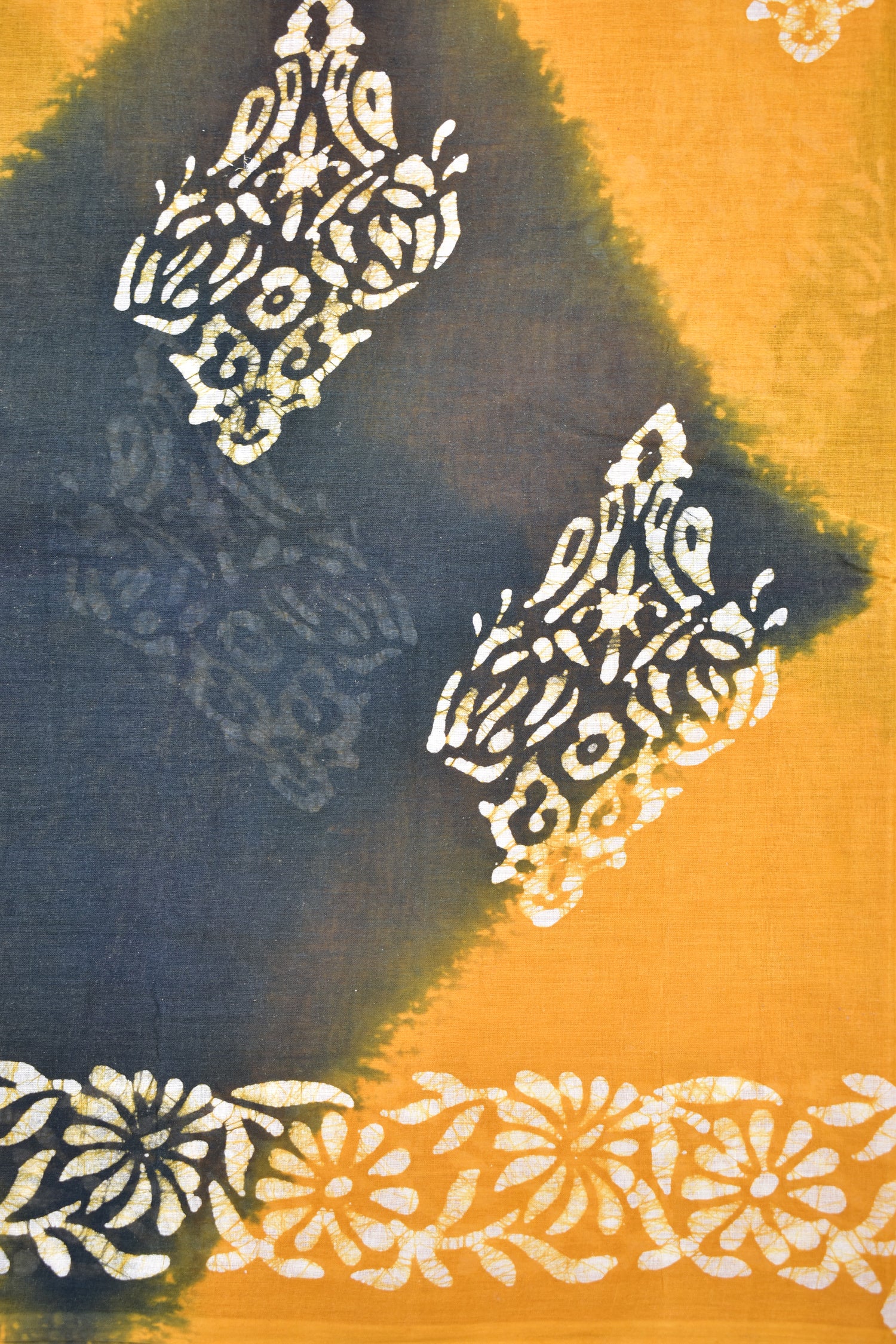 YELLOW &amp; BLACK-COTTON SAREE