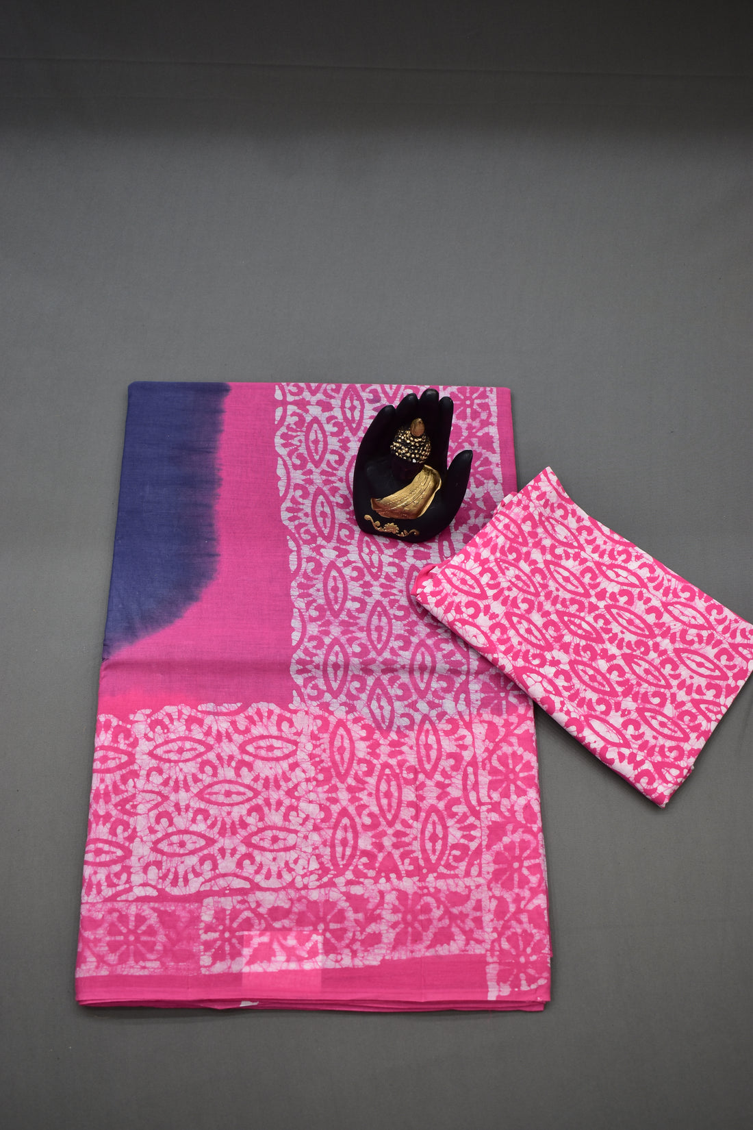 GREY &amp; PINK-COTTON SAREE