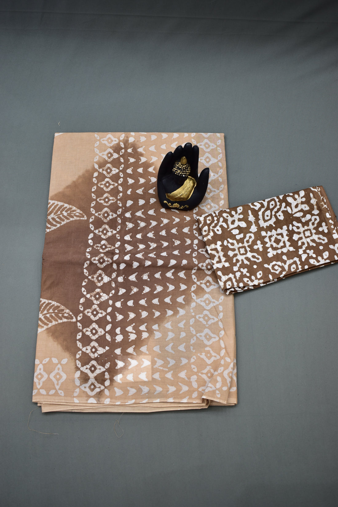CRERAM &amp;BROWN-COTTON SAREE