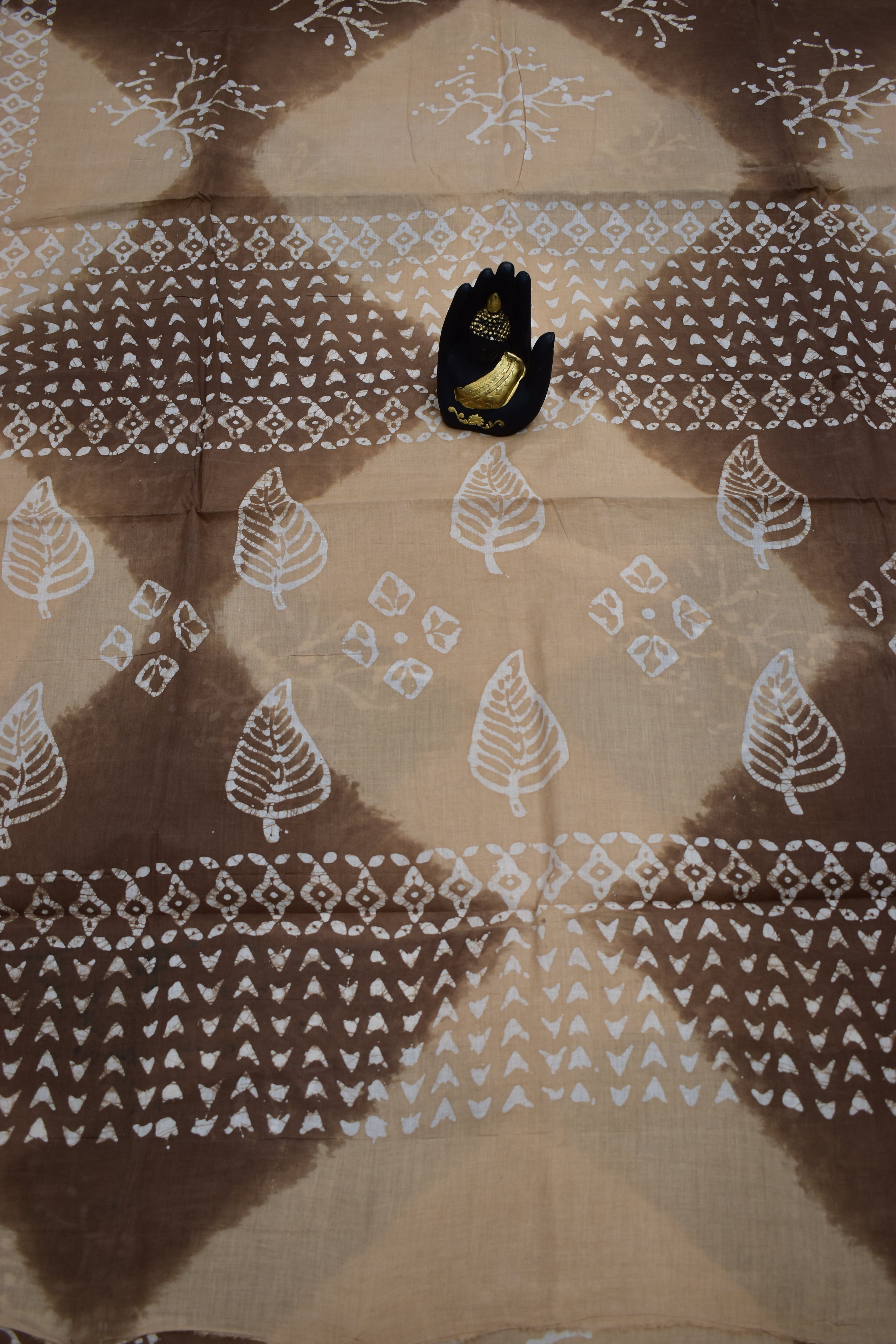 CRERAM &amp;BROWN-COTTON SAREE