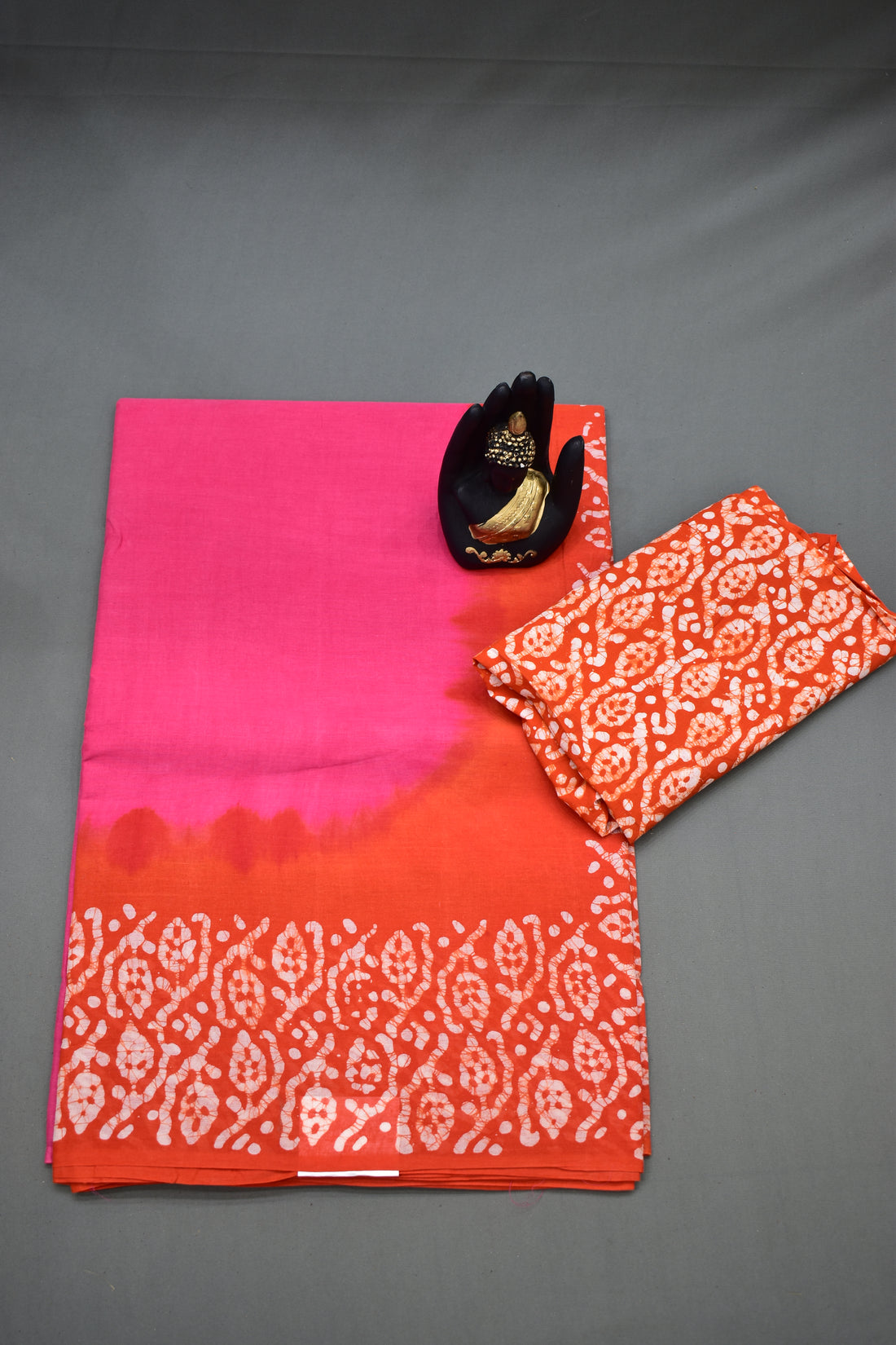 PINK &amp; ORANGE-COTTON SAREE