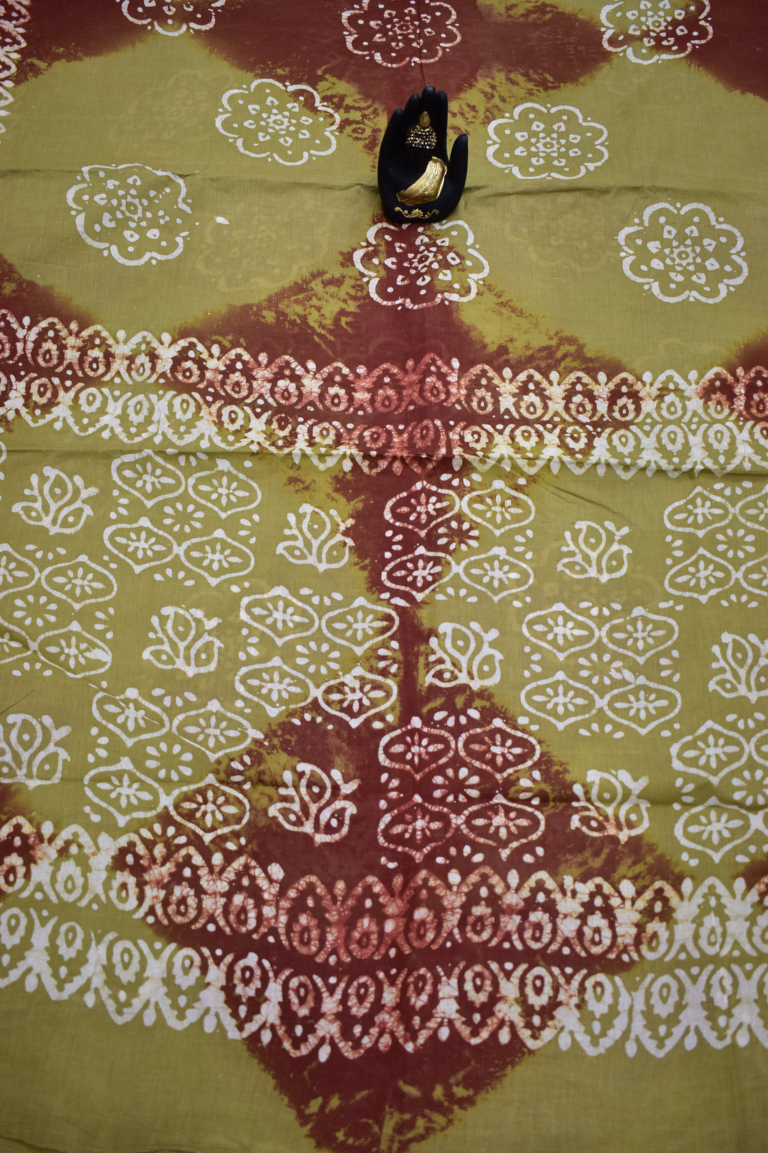 PISTA GREEN &amp; BROWN-COTTON SAREE