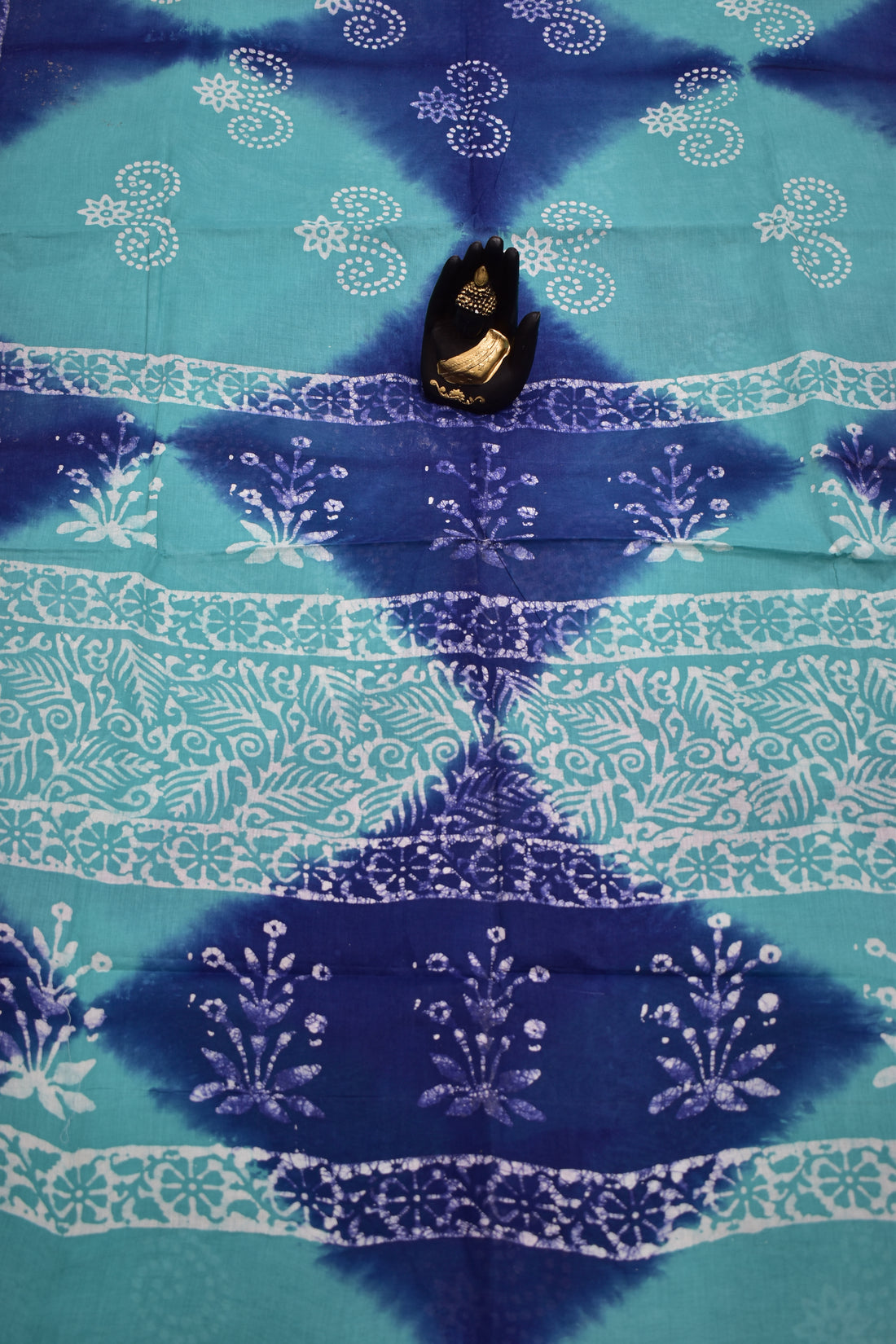 SEA BLUE &amp; BLUE-COTTON SAREE