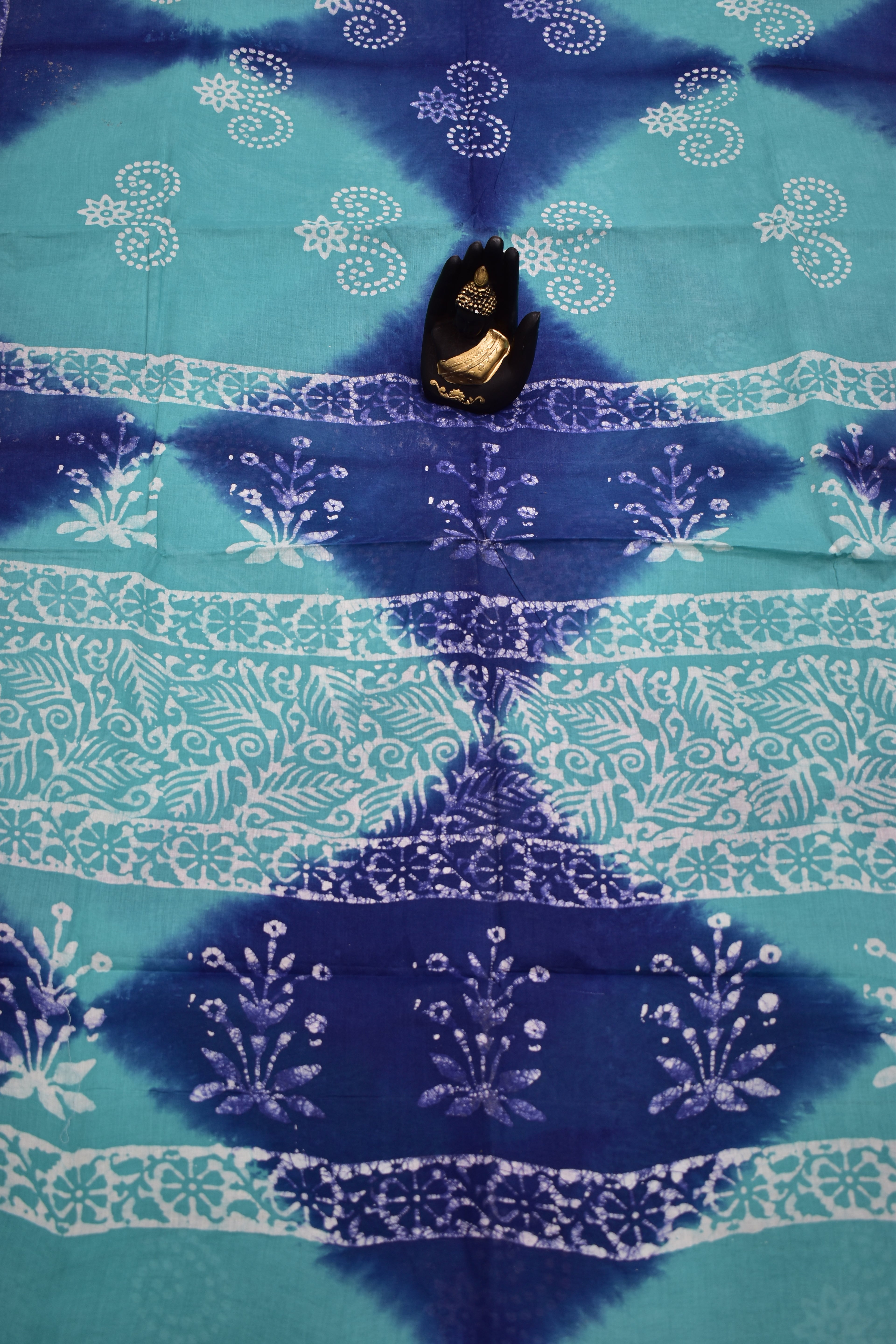 SEA BLUE &amp; BLUE-COTTON SAREE