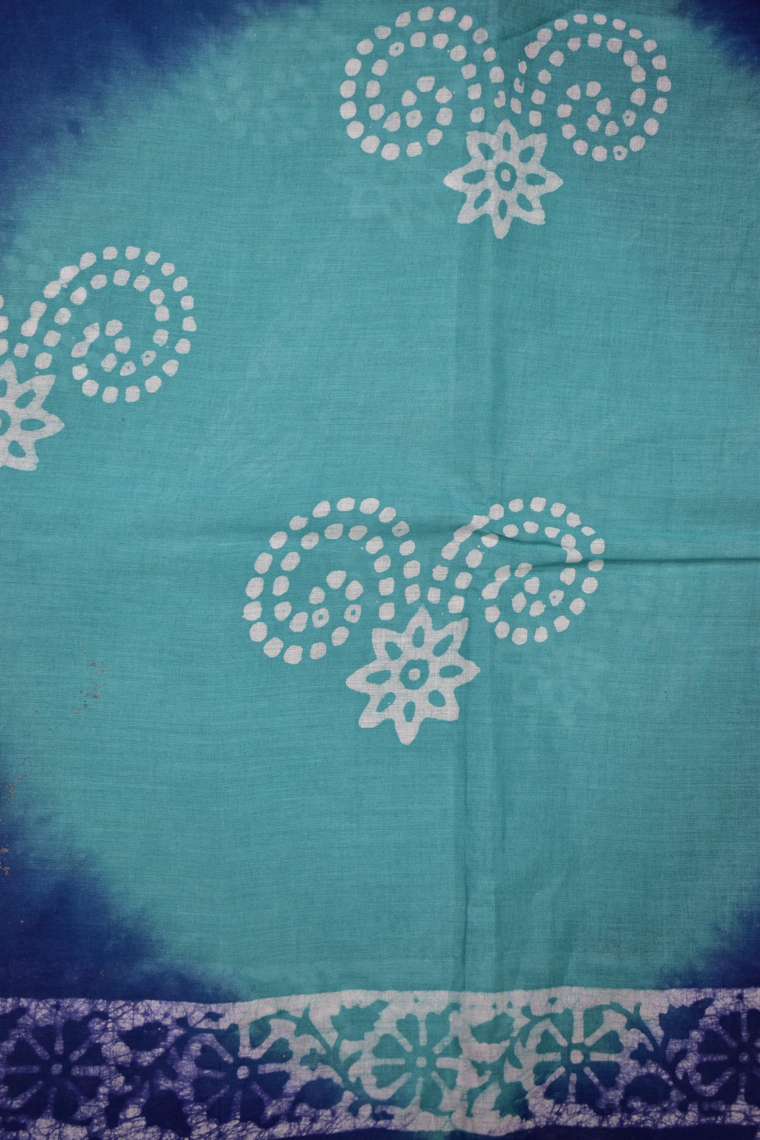 SEA BLUE &amp; BLUE-COTTON SAREE