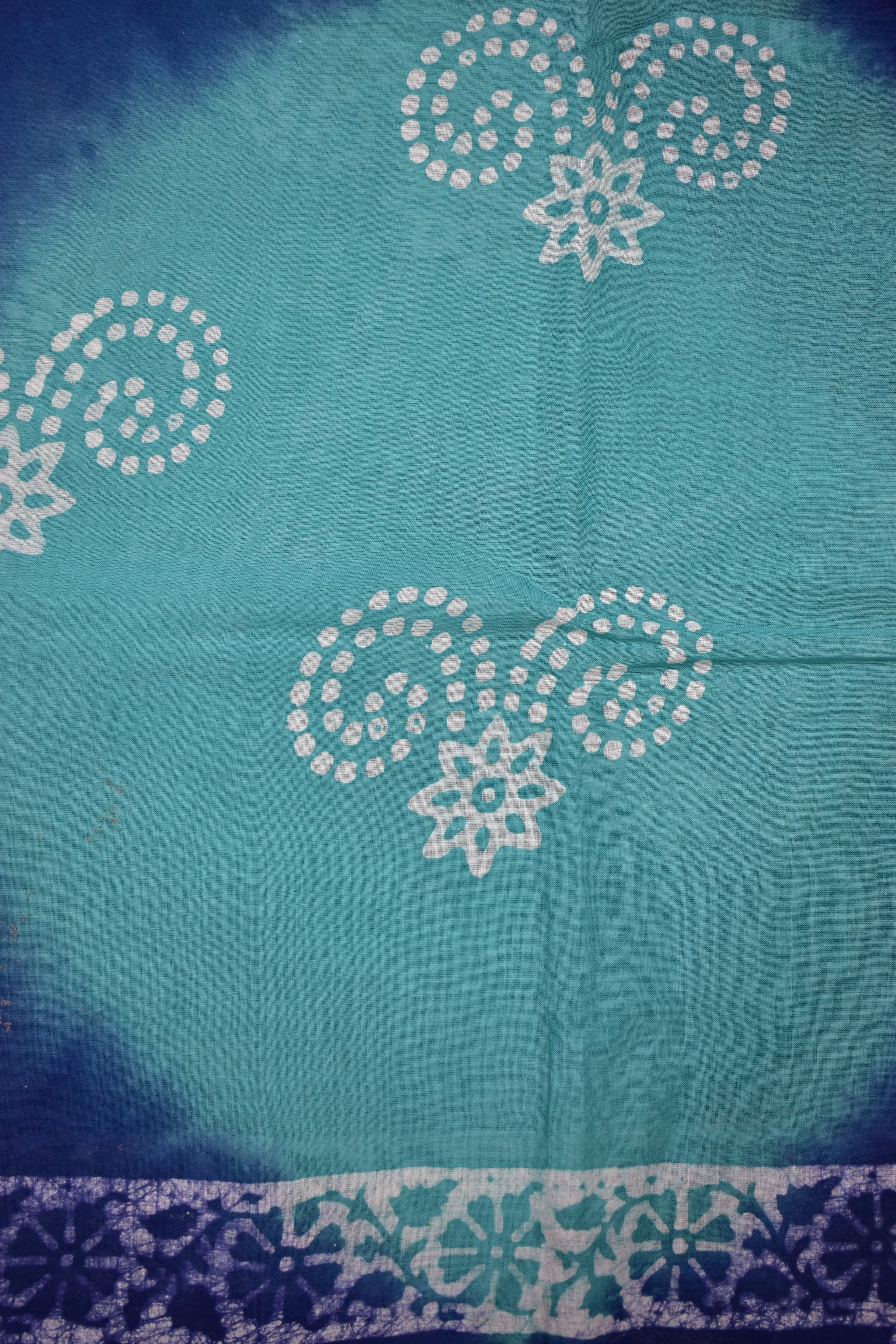 SEA BLUE &amp; BLUE-COTTON SAREE