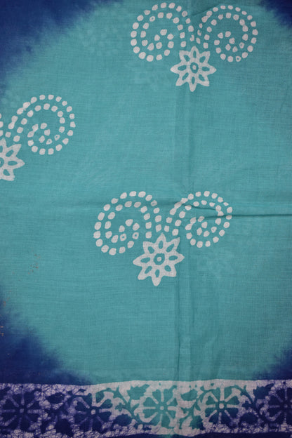 SEA BLUE &amp; BLUE-COTTON SAREE