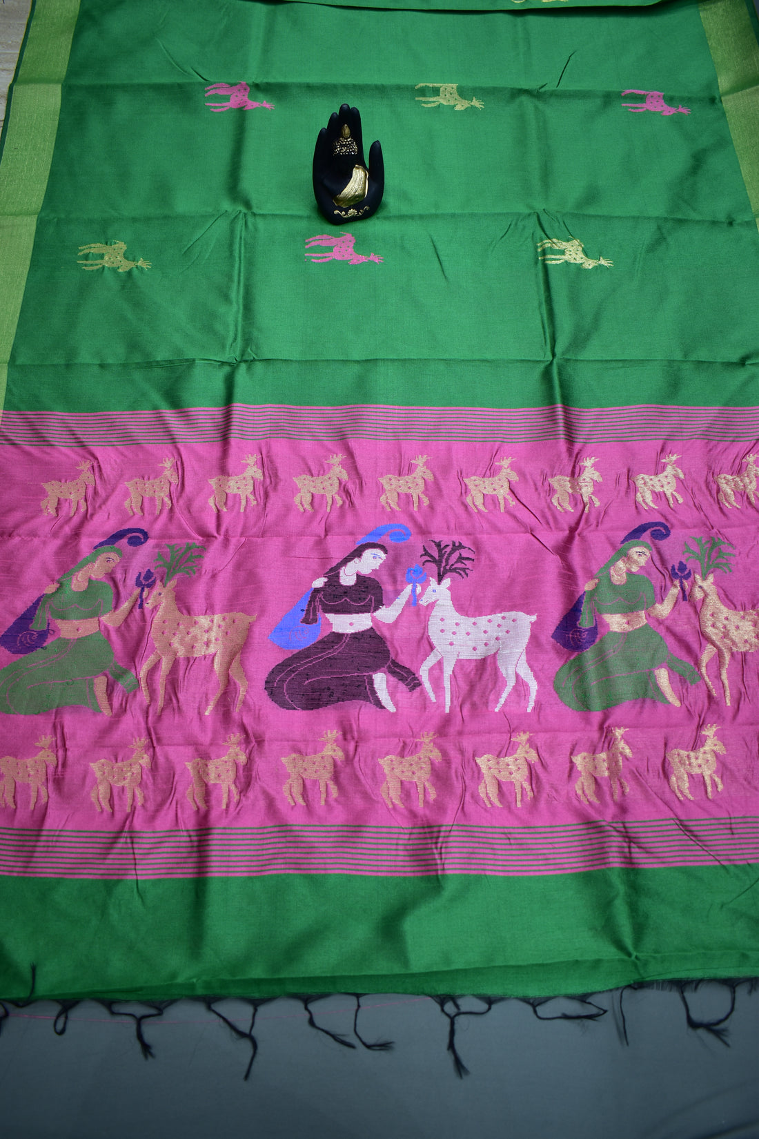 GREEN- KHADI PATTU SAREE