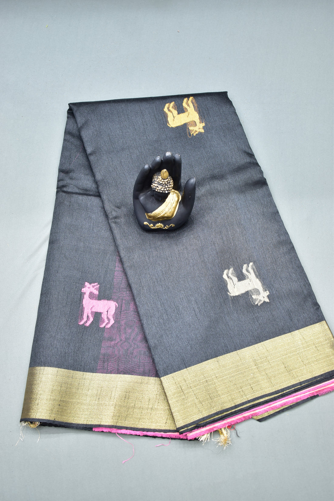 BLACK- KHADI PATTU SAREE