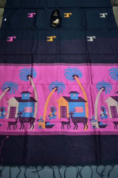 BLACK- KHADI PATTU SAREE