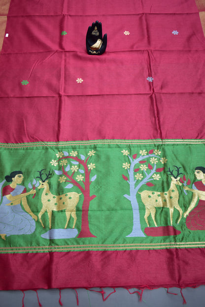 MAROON- KHADI PATTU SAREE