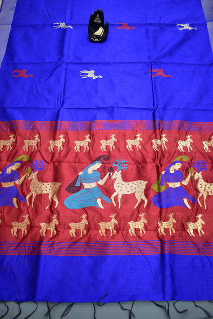 BLUE- KHADI PATTU SAREE