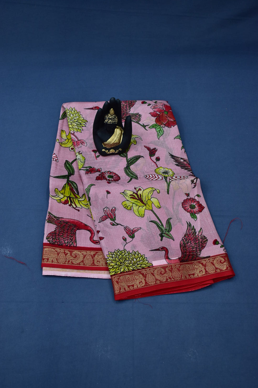 PINK &amp; RED - JUTE CRAPE WITH ALLOVER DIGITAL PRINTING