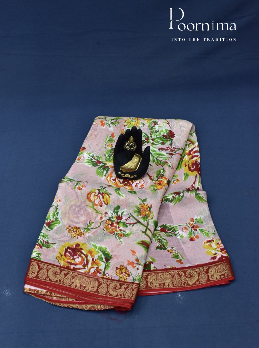 PINK &amp; RED - JUTE CRAPE WITH ALLOVER DIGITAL PRINTING