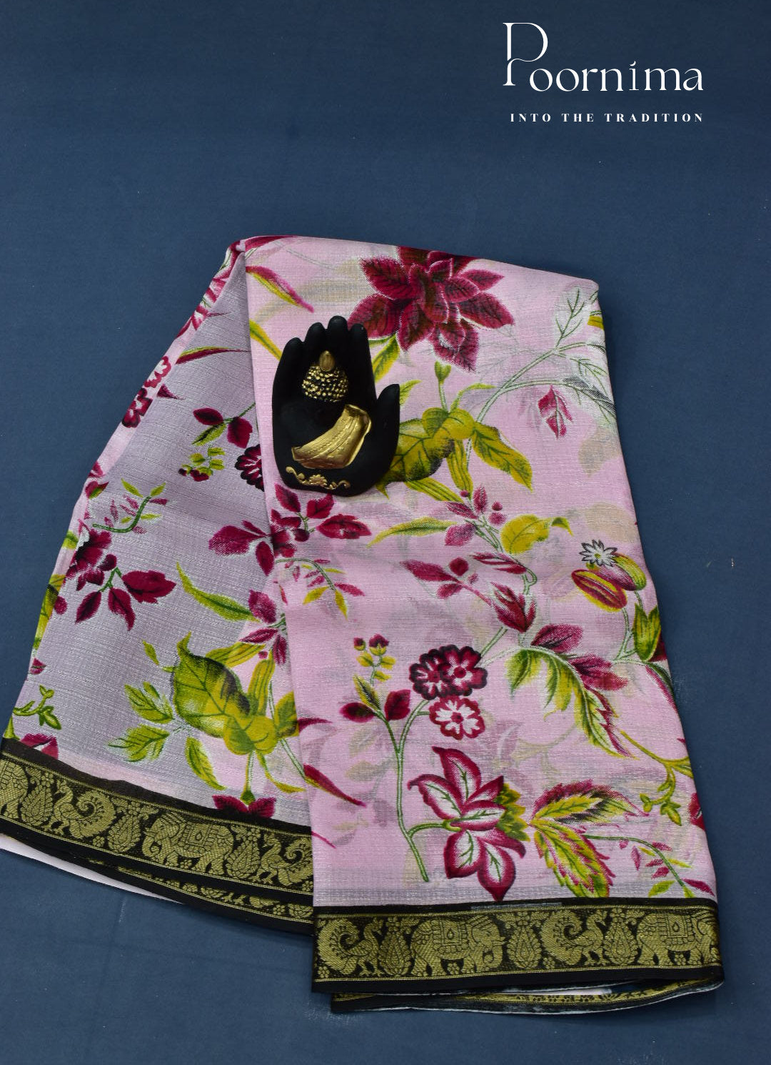 PINK &amp; BLACK - JUTE CRAPE WITH ALLOVER DIGITAL PRINTING