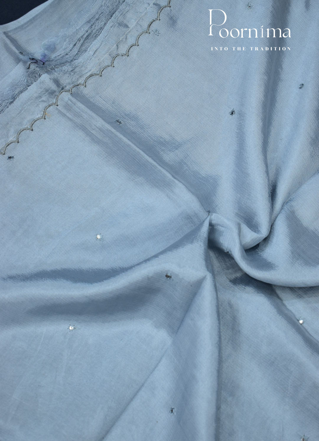 BLUE - MANGALAGIRI SAREE WITH ALLOVER CHIP WORK