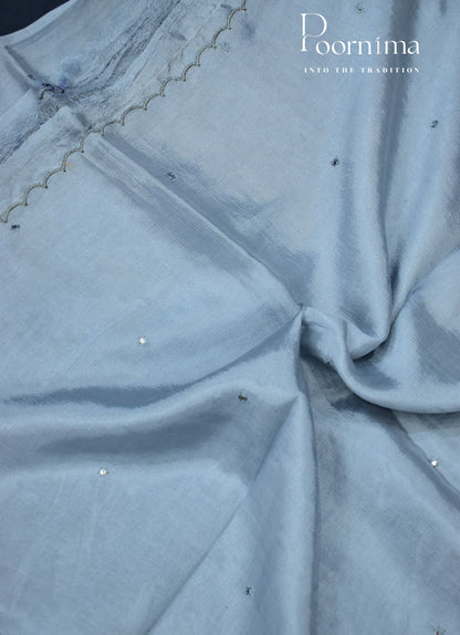 BLUE - MANGALAGIRI SAREE WITH ALLOVER CHIP WORK