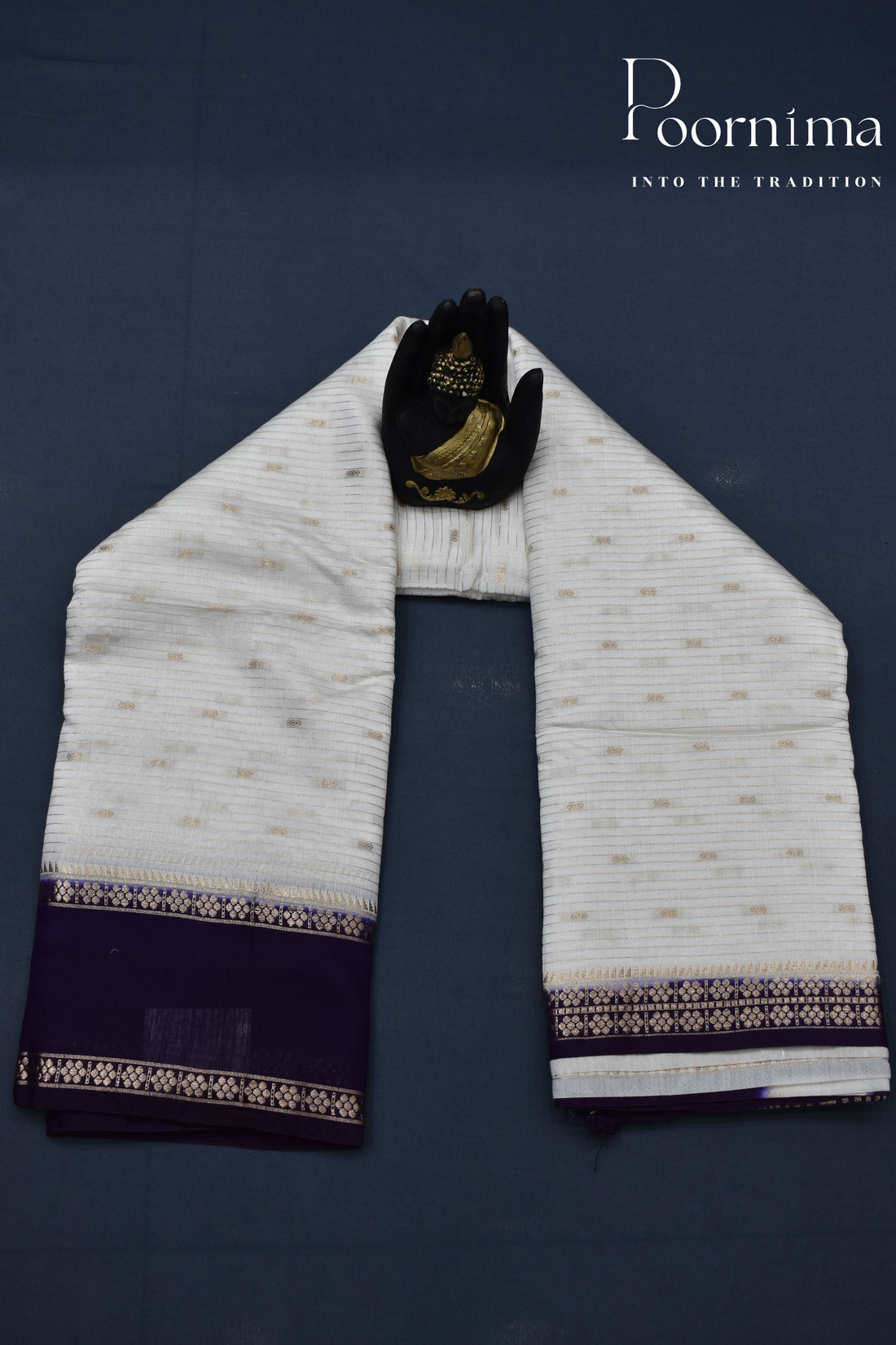 WHITE- CHNADERI SILK SAREE