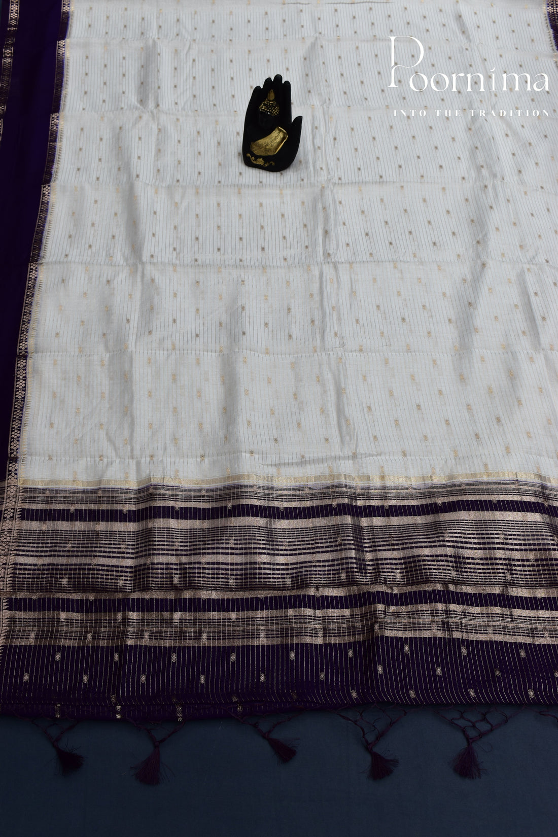 WHITE- CHNADERI SILK SAREE