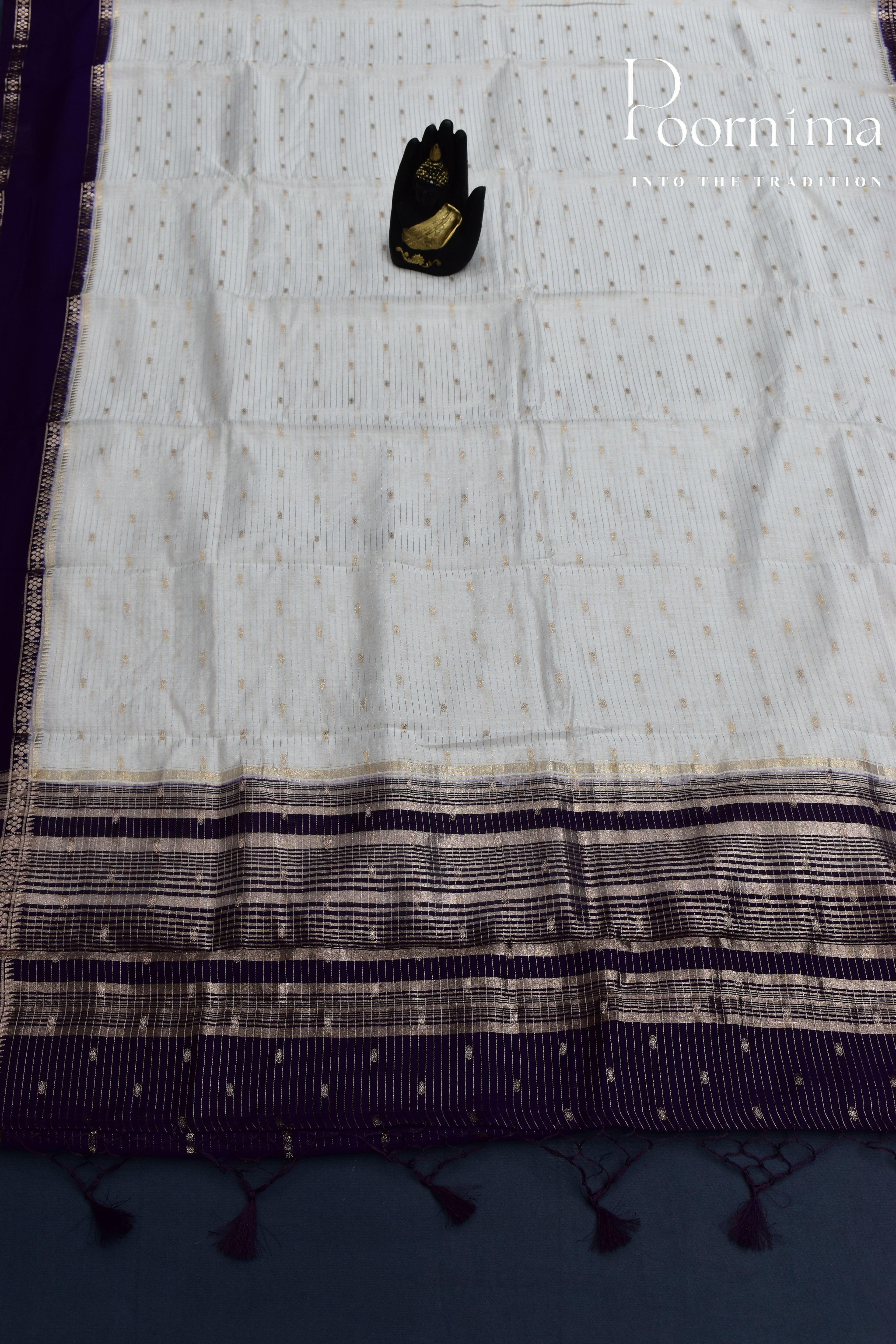 WHITE- CHNADERI SILK SAREE