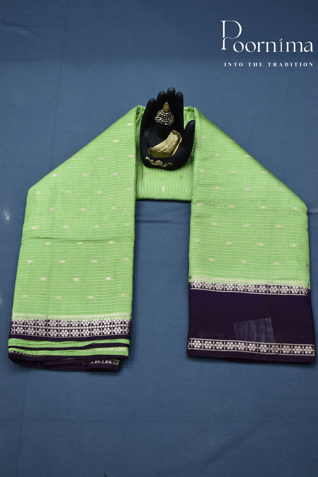 PARROT GREEN- CHANDERI SILK SAREE