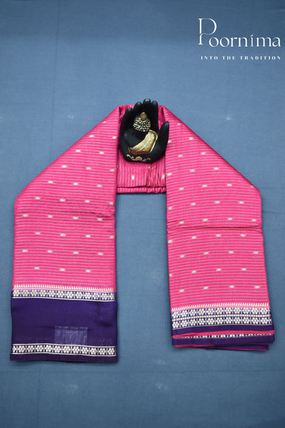 PINK- CHANDERI SILK SAREE