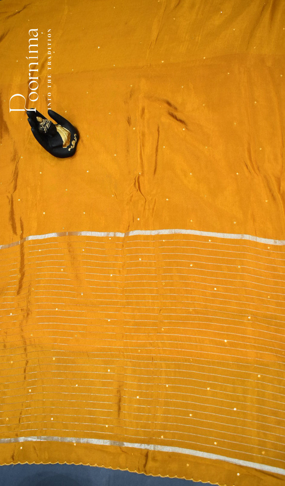 YELLOW - MANGALAGIRI SAREE WITH ALLOVER CHIP WORK AND AJRAKH BLOUSE