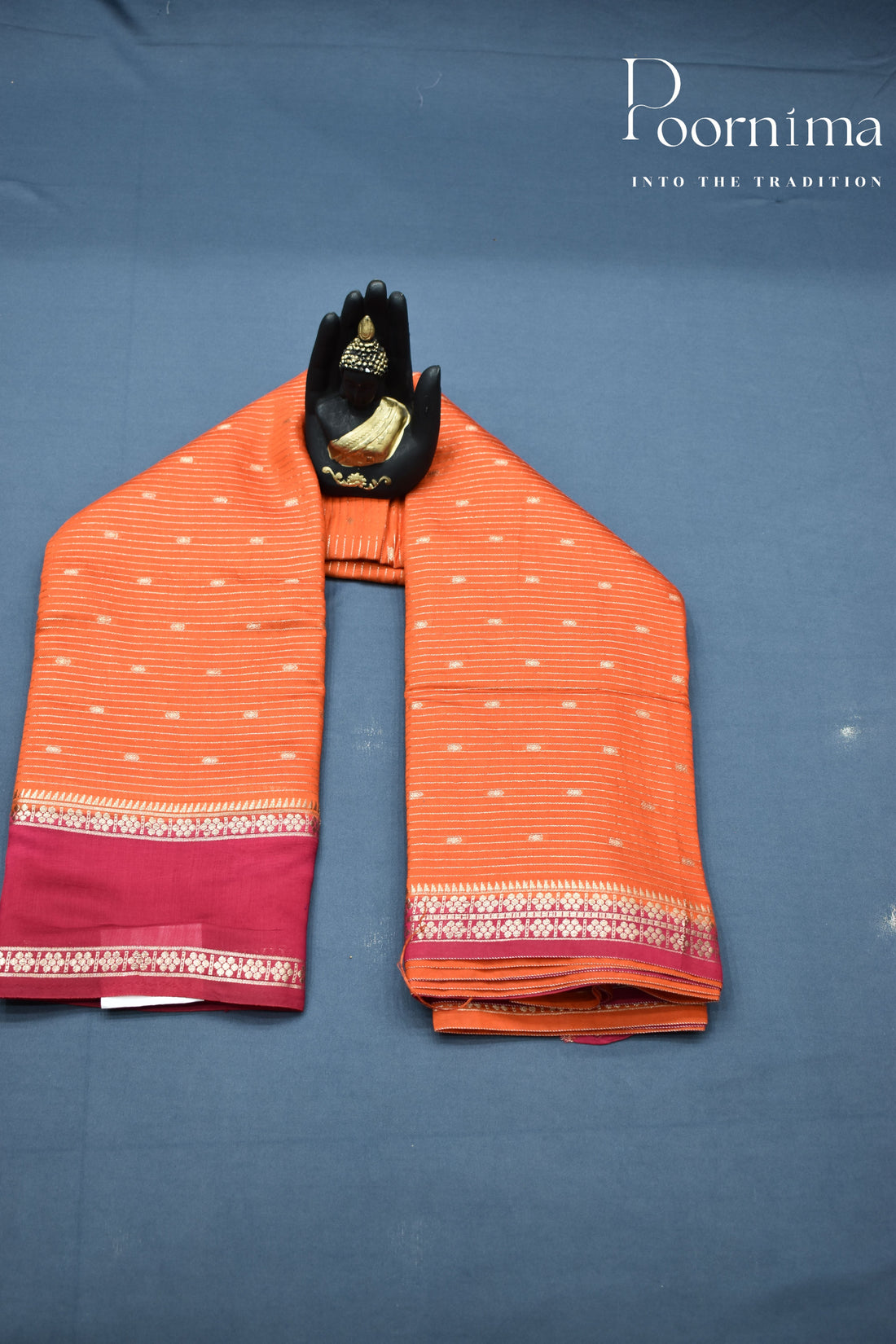 ORANGE- CHANDERI SILK SAREE