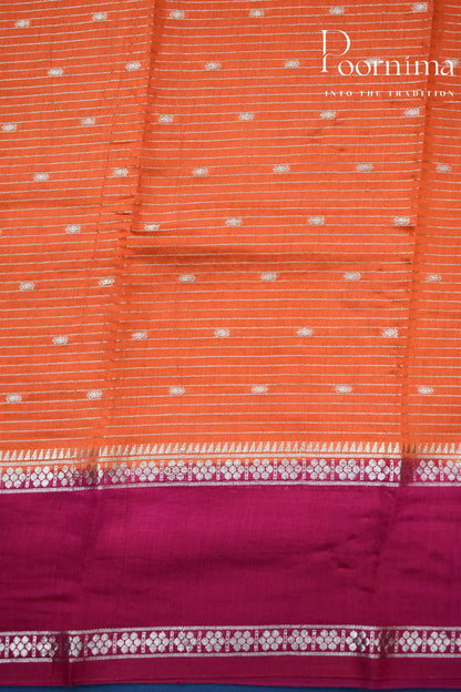 ORANGE- CHANDERI SILK SAREE