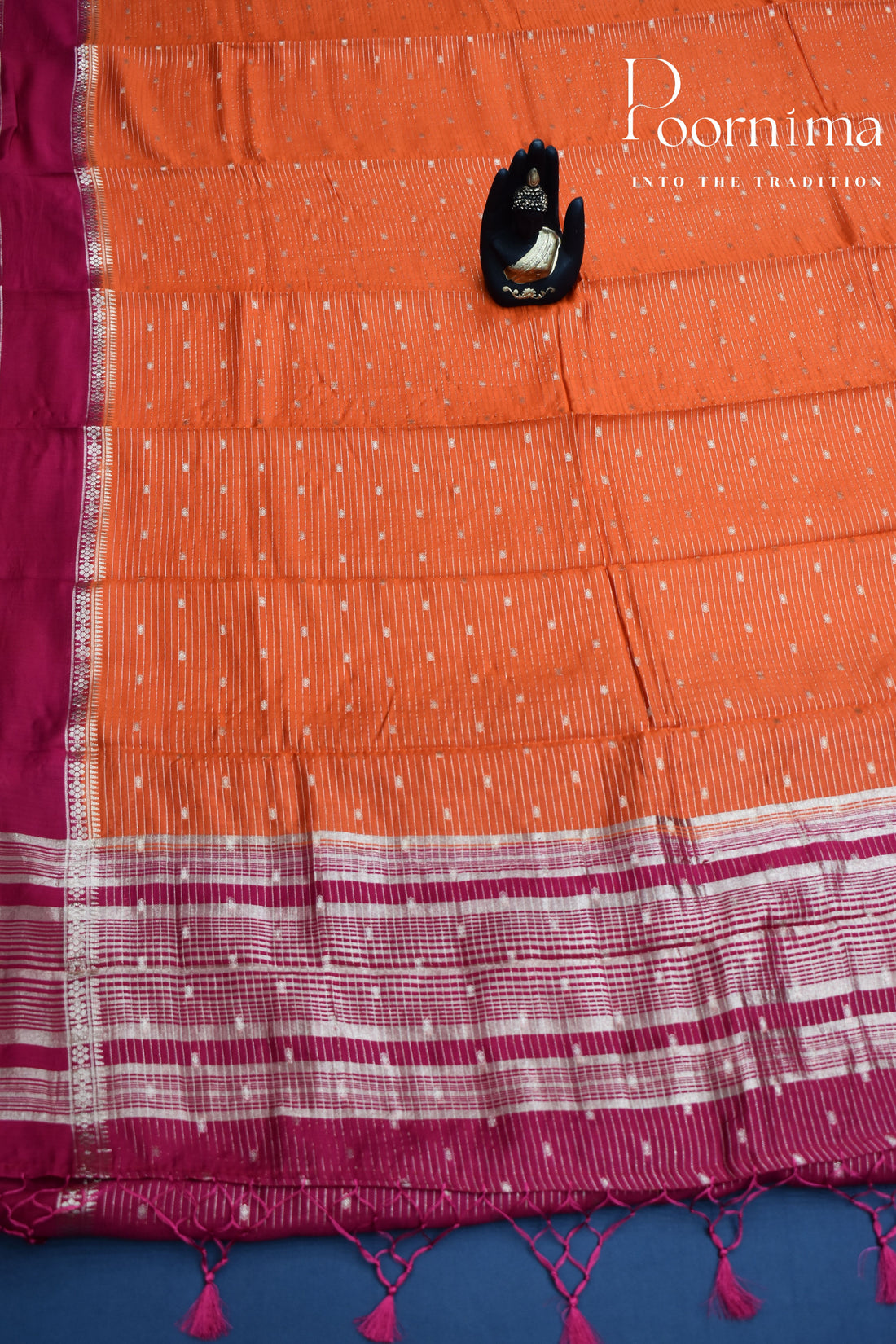 ORANGE- CHANDERI SILK SAREE