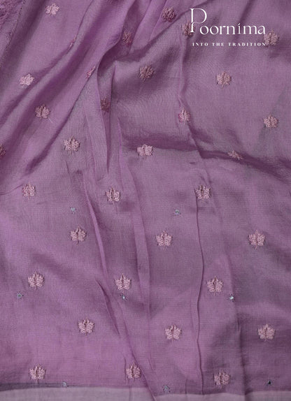 LAVENDER - MANGALAGIRI SAREE WITH ALLOVER CHIP WORK