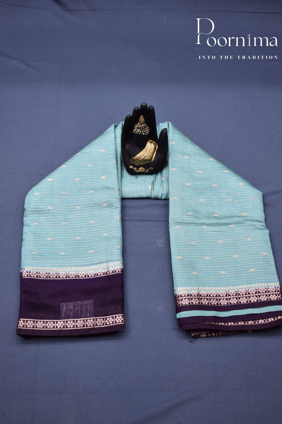 WATER BLUE- CHANDERI SILK SAREE