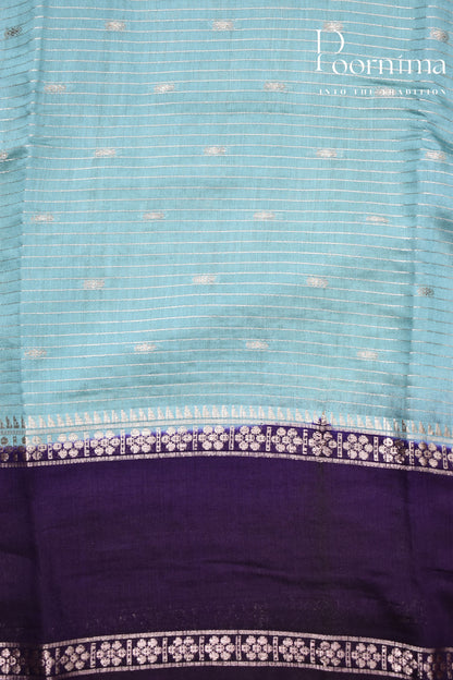 WATER BLUE- CHANDERI SILK SAREE