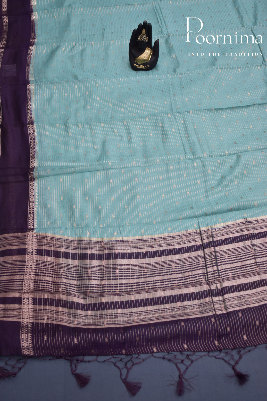 WATER BLUE- CHANDERI SILK SAREE