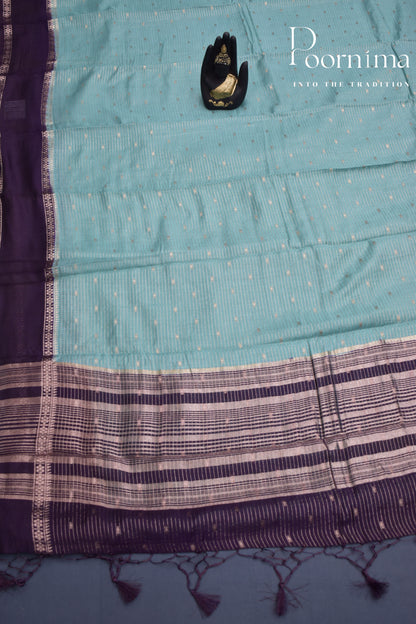 WATER BLUE- CHANDERI SILK SAREE