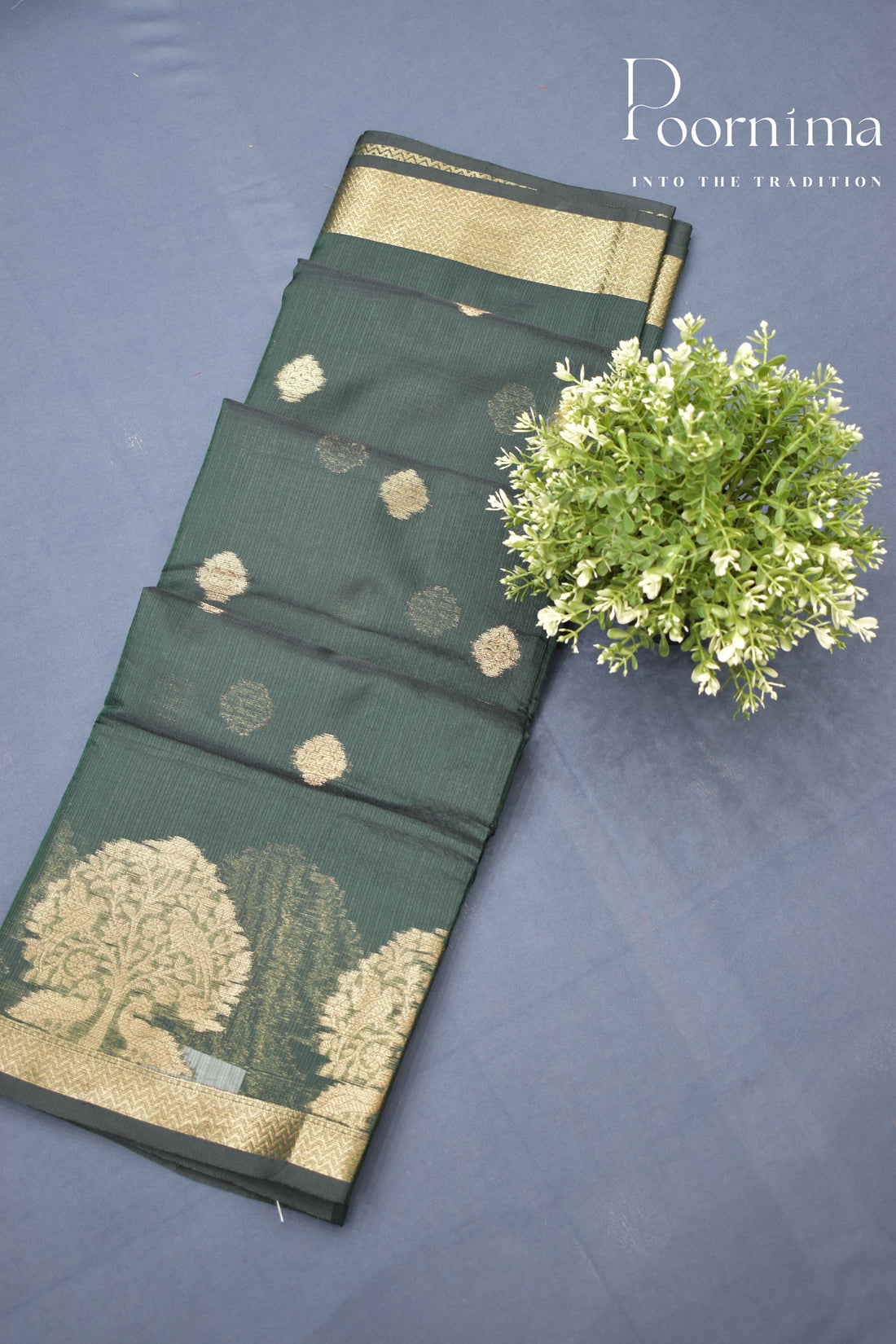 DARK GREEN- BENARAS KOTA WEAVING SAREE