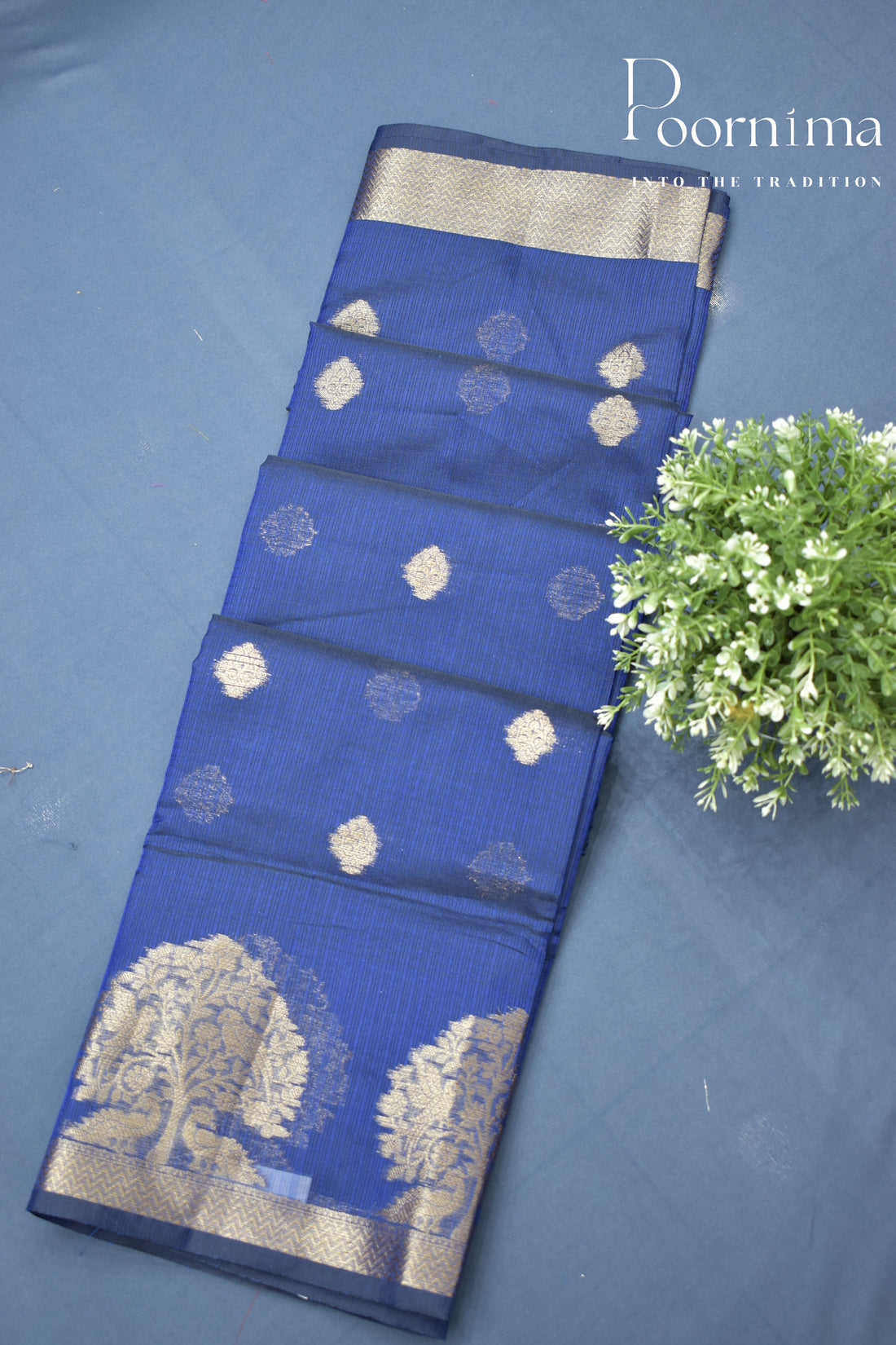 NAVY BLUE- BENARAS KOTA WEAVING SAREE