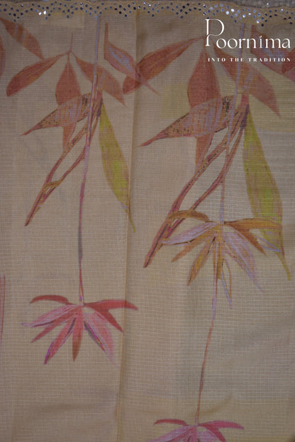 CREAM- BENARAS KOTA WEAVING SAREE
