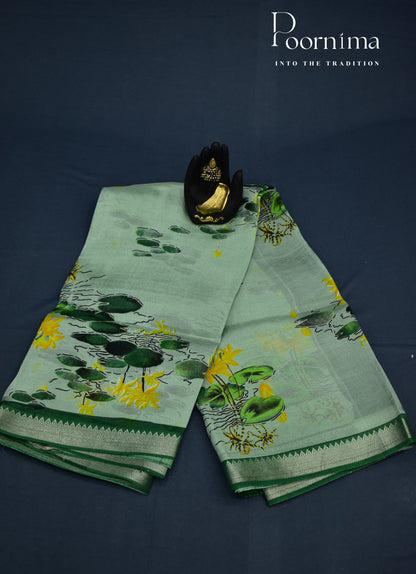 MANGALAGIRI SILK SAREE WITH FLORAL PRINT