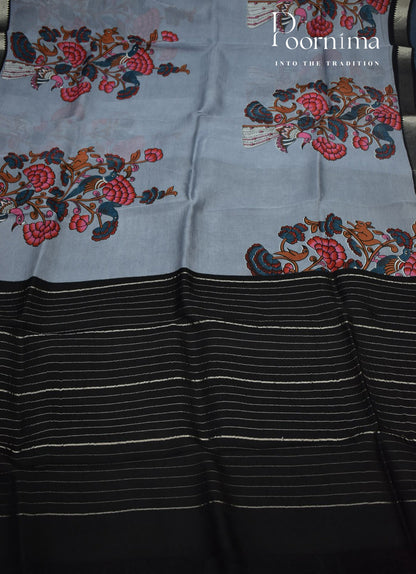 MANGALAGIRI SILK SAREE WITH FLORAL PRINT