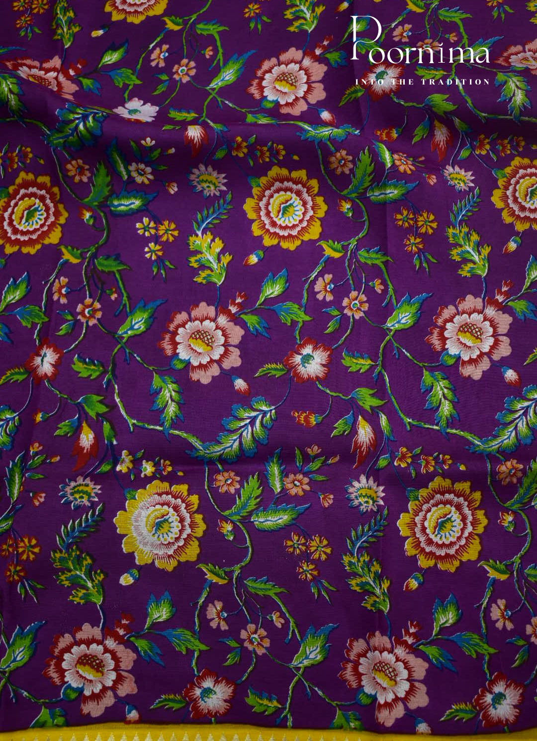 PEACH & VIOLET - MANGALAGIRI SILK SAREE WITH GEORGETTE  DIGITAL PRINT