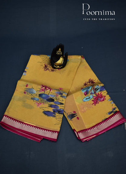 MANGALAGIRI SILK SAREE WITH FLORAL PRINT