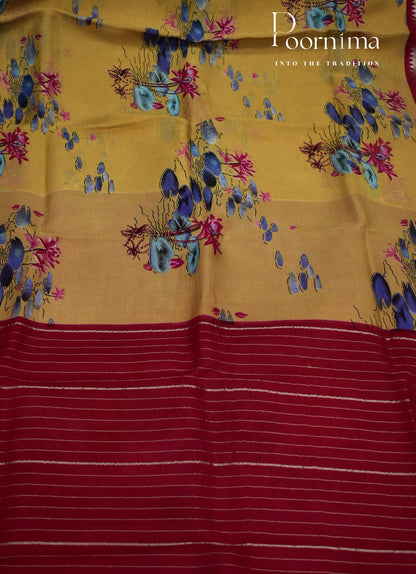 MANGALAGIRI SILK SAREE WITH FLORAL PRINT