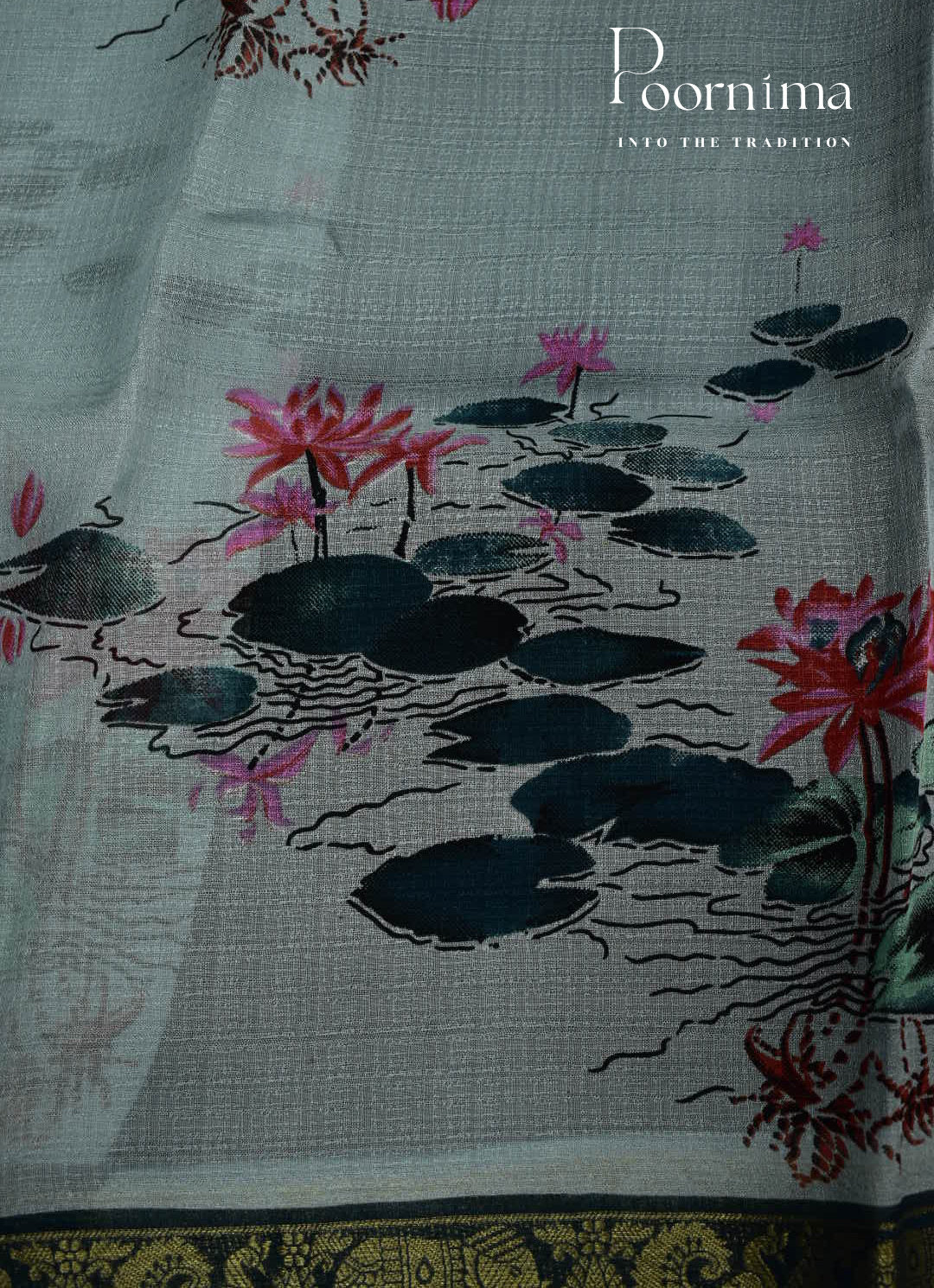 PASTEL LIGHT BLUE - JUTE CRAPE SAREE WITH ALLOVER DIGITAL PRINTS