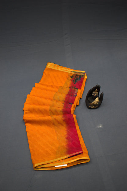 ORANGE- GEORGETTE SAREE WITH SHIOBORI TIE &amp; DIE