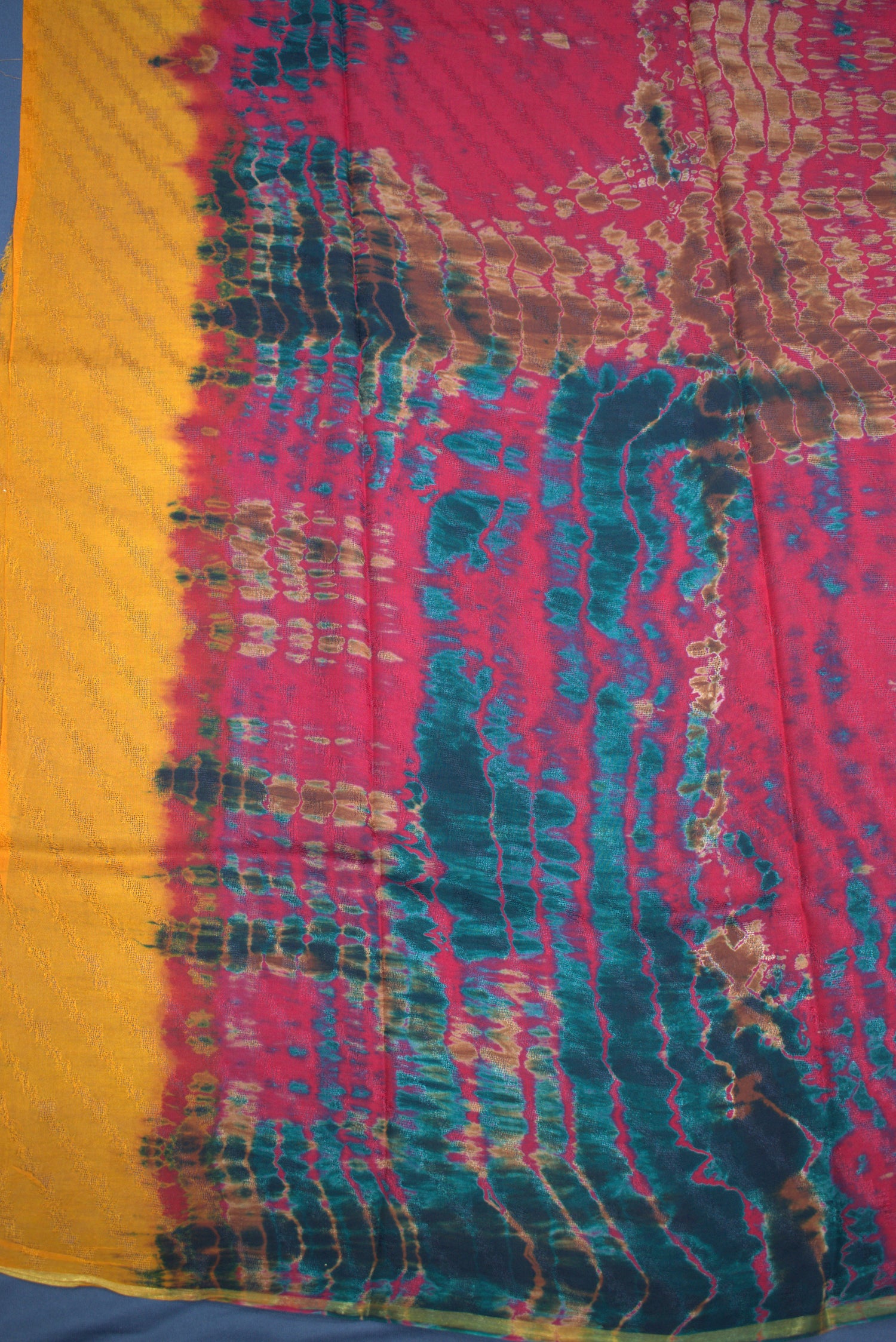 ORANGE- GEORGETTE SAREE WITH SHIOBORI TIE &amp; DIE