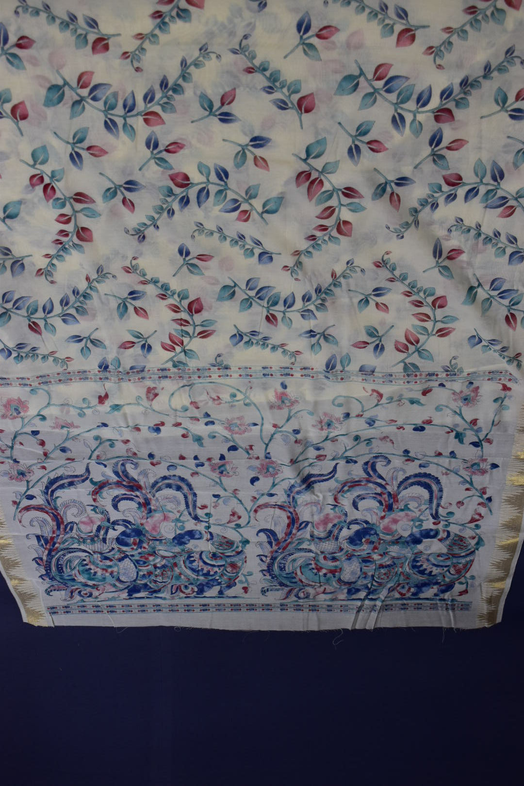 WHITE- LINEN COTTON DIGITAL PRINT SAREE