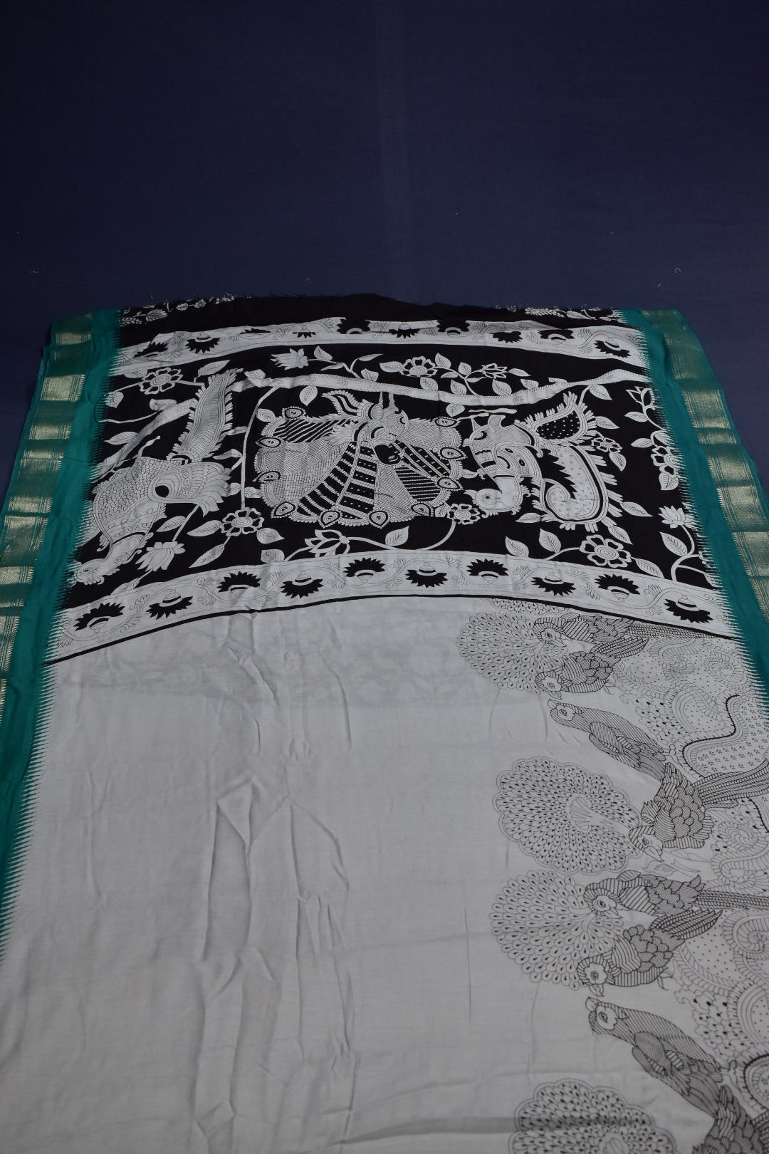GREY- CHANDERI PRINT COTTON SAREE